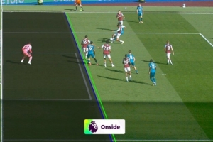 v站体育官方网站-英超官方晒伯恩茅斯球员埃瓦尼尔森进球VAR划线图，确认进球有效